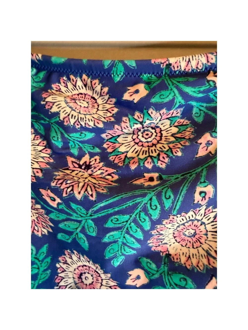 J.Crew Womens Blue Floral Ruched Bandeau One Piece Swimsuit Size L Strapless